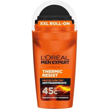 L'Oreal Men Expert Thermic Resist 45ºc Desodorante Roll-On Desodorante antitranspirante fragancia fresca y amaderada hasta 72 horas 50 ml