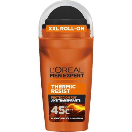 L'Oreal Men Expert Thermic Resist 45ºc Desodorante Roll-On Desodorante antitranspirante fragancia fresca y amaderada hasta 72 horas 50 ml