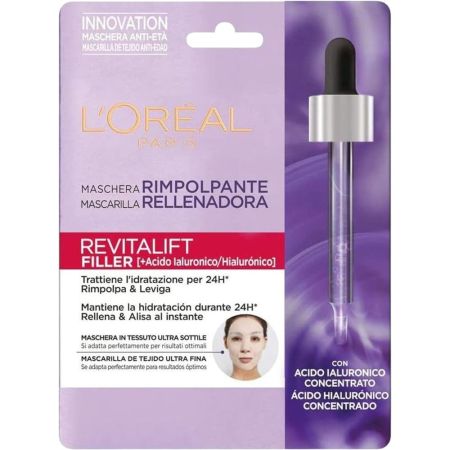 L'Oreal Revitalift Filler [+Ácido Hialurónico]Mascarilla Rellenadora Mascarilla rellena alisa suaviza e hidrata al instante piel rejuvenecida