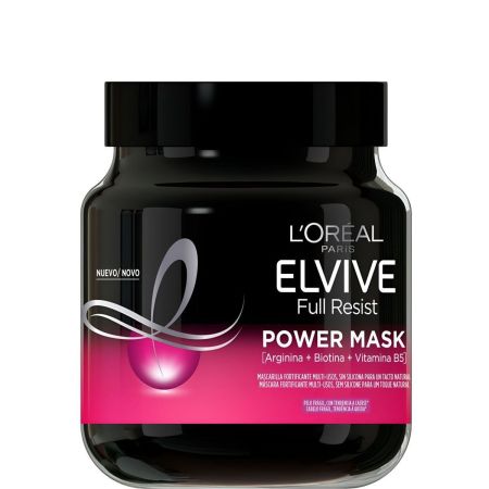 Elvive Full Resist Power Mascarilla Fortificante Mascarilla fortificante sin silicona tacto natural para cabello frágil con tendencia a caerse 680 ml