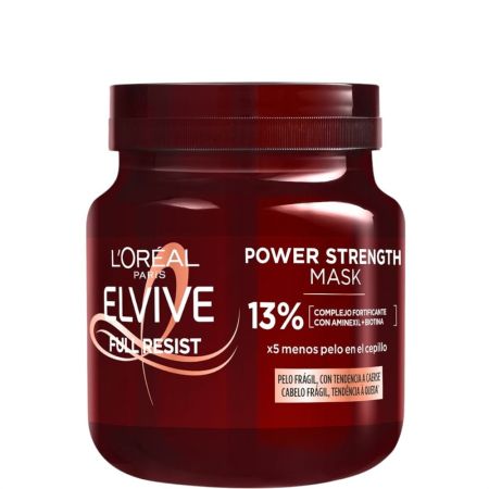 Elvive Full Resist Power Mascarilla Fortificante Mascarilla fortificante sin silicona tacto natural para cabello frágil con tendencia a caerse 680 ml