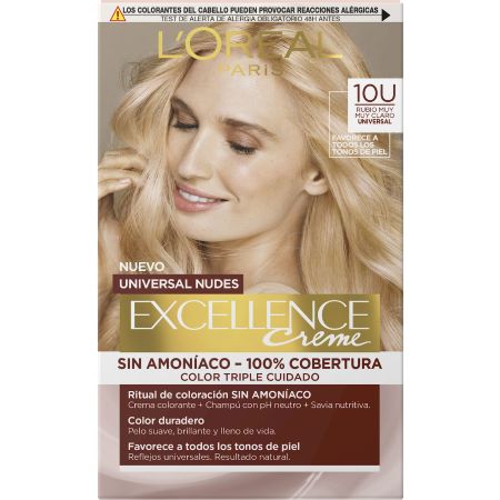 L'Oreal Tinte Excellence Creme Universal Nudes Tinte permanente sin amoníaco cubre hasta un 100% las canas ofreciendo un color radiante y duradero