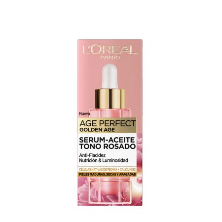 L'Oreal Age Perfect Golden Age Serum-Aceite Tono Rosado Sérum antiedad y antiflacidez nutritivo y luminoso con células de peonías 30 ml