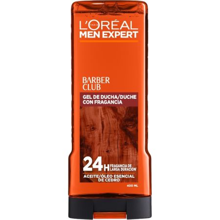 L'Oreal Men Expert Barber Club Limpieza De Cuerpo, Cabello Y Barba Gel de ducha y champú limpia a fondo con aceite de madera de cedro y un aroma duradero 400 ml