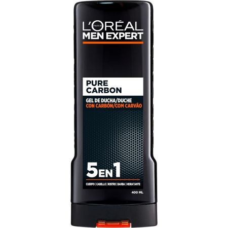 L'Oreal Men Expert Pure Carbon Gel Ducha 5en1 Gel de ducha con carbón limpia e hidrata eliminando impurezas para una sensación total de limpieza 400 ml