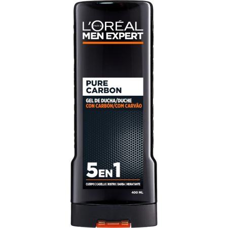 L'Oreal Men Expert Pure Carbon Gel Ducha 5en1 Gel de ducha con carbón limpia e hidrata eliminando impurezas para una sensación total de limpieza 400 ml