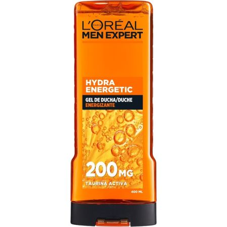 L'Oreal Men Expert Hydra Energetic Gel Ducha Energizante Gel de ducha y champú energizante hidrata hasta 8 horas sin dejar residuos grasos con aroma cítrico 400 ml