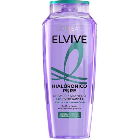 Elvive [Hialurónico] Pure Champú Champú purificante e hidratante para cabello con raíces grasas y puntas secas 380 ml