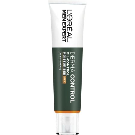 L'Oreal Men Expert Derma Control Oil-Control Moisturiser Spf30 Crema hidratante de fórmula cremosa y ligera reduce grasa y cuida del acné e imperfecciones 40 ml