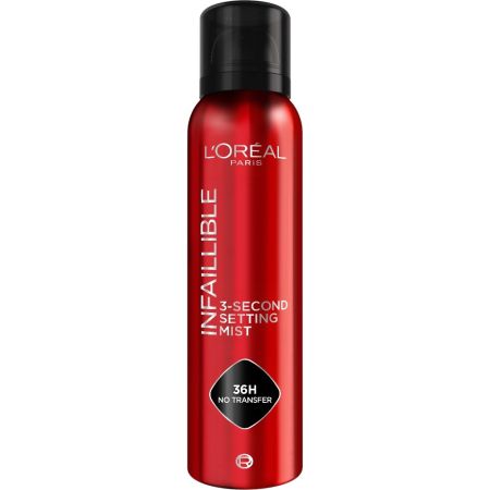 L'Oreal Infaillible 3-Second Setting Mist Spray fijador de maquillaje resistente al agua y al sudor hasta 36 horas de duración