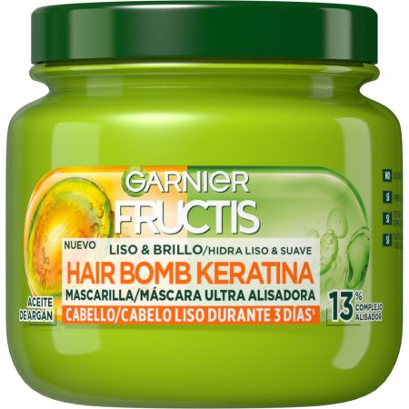 Fructis Hair Bomb Keratina Liso & Brillo Mascarilla Mascarilla nutre y protege del encrespamiento sin apelmazar 320 ml