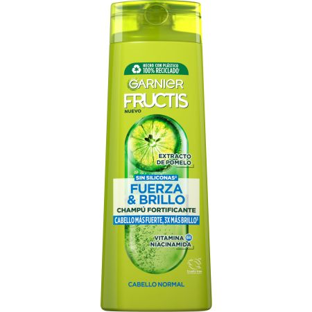 Fructis Fuerza & Brillo Champú Purificante Cabello Normal Champú fortificante limpia y tonifica cabello más fuerte y sano 380 ml