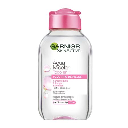Garnier Skin Active Agua Micelar Todo En 1 Agua micelar sin perfume desmaquilla limpia y tonifica para rostro labios y ojos