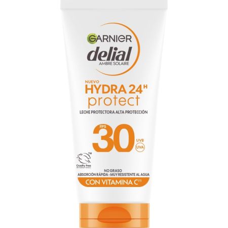 Delial Hydra 24h Protect Leche Protectora Spf 30 Leche solar facial y corporal resistente al agua hidratante y no grasa con manteca de karité