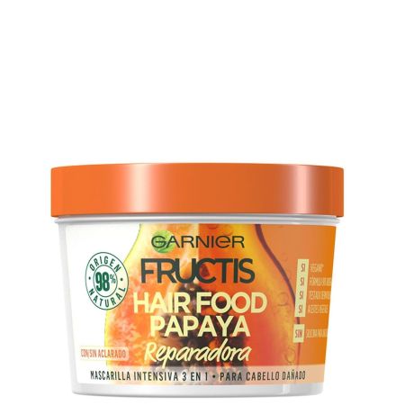 Fructis Hair Food Papaya Mascarilla Intensiva 3 En 1 Mascarilla vegana reparadora trata y repara para cabello dañado 390 ml