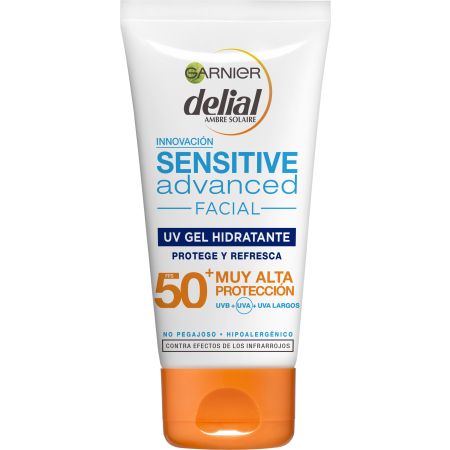 Delial Sensitive Advanced Facial Uv Gel Hidratante Spf 50+ Protector solar resistente al agua no pegajoso e hidratante sensación de frescor inmediata 50 ml