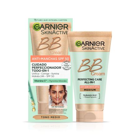 Garnier Skin Active Bb Cream Anti-Manchas Spf 50 Crema hidratante con color antimanchas corrige ilumina y unifica con vitamina c 50 ml