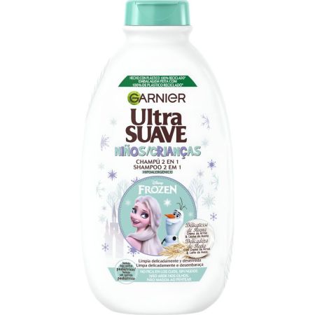 Garnier Ultra Suave Frozen Niños Champú 2 En 1 Champú de crema de arroz y leche de avena limpia delicadamente y desenreda 400 ml