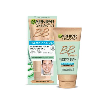 Garnier Skin Active Bb Cream Hidratante Diaria Todo-En-Uno Spf 50 Crema hidratante con color hidrata unifica y matifica para piel mixa y grasa 24 h de hidratación