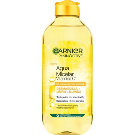 Garnier Skin Active Agua Micelar Vitamina C Agua micelar desmaquillante limpiadora e iluminadora no deja residuos 400 ml