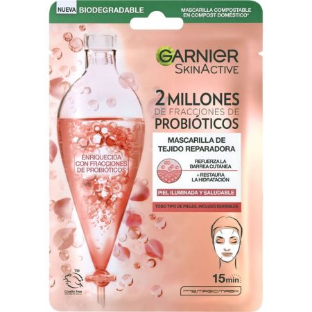 Garnier Skin Active 2 Millones De Fracciones Probióticos Mascarilla Mascarilla facial de tejido reparador para una piel iluminada y saludable