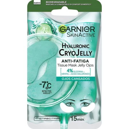 Garnier Skin Active Hyaluronic Cryojelly Anti-Fatiga Mask Ojos Mascarilla facial para ojos efecto refrescante para minimizar los signos de cansancio