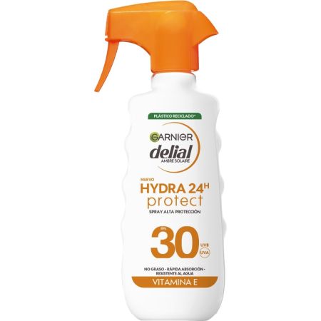 Delial Hydra 24h Protect Spray Protector Rostro Y Cuerpo Spf 30 Leche solar resistente al agua de rápida absorción piel protegida hidratada y suave 270 ml