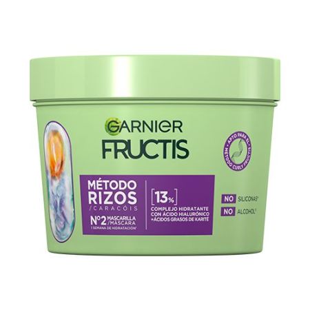 Fructis Método Rizos Nº2 Mascarilla Mascarilla vegana recupera el 100% de la hidratación para cabello rizado 370 ml