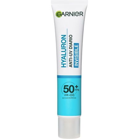 Garnier Hyaluron Anti-Uv Diario Fluido Protector Invisible Spf 50+ Fluido invisible reparador de la barrera cutánea hidrata hasta 100 horas con aloe vera y ácido hialurónico 40 ml