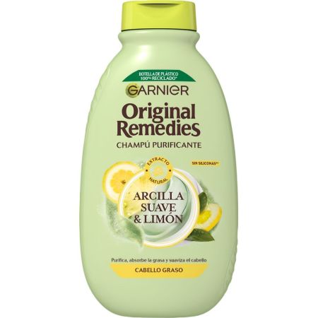 Original Remedies Arcilla Suave & Limón Champú Purificante Champú purificante para cabello graso purifica absorbe y suaviza el cabello 400 ml