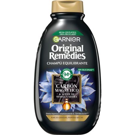 Original Remedies Carbón Magnético Champú Equilibrante Champú equilibrante hidrata y desenreda profundamente hasta 72 horas para raíces grasas y punta secas 400 ml