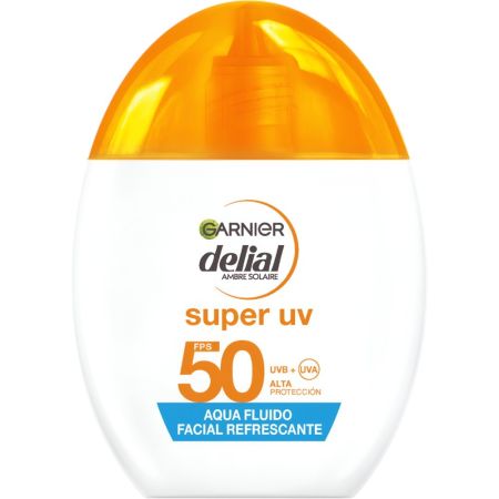Delial Super Uv Aqua Fluido Facial Refrescante Spf 50 Fluido solar facial refrescante de textura acuosa ofrece acabado invisible de larga duración 40 ml