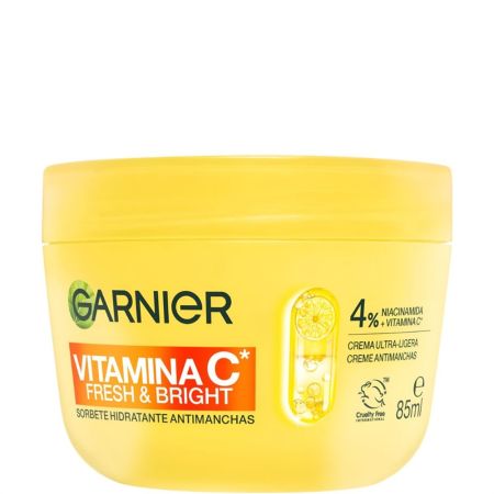 Garnier Vitamina C Fresh & Bright Sorbete Hidratante Antimanchas Crema facial de textura ultraligera y fresca ilumina la piel ofreciendo 24 horas de hidratación 85 ml
