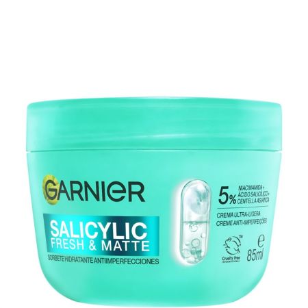 Garnier Salicylic Fresh & Mate Sorbete Hidratante Antiimperfecciones Crema facial de textura ultraligera y fresca suaviza la piel ofreciendo 24 horas de hidratación 85 ml