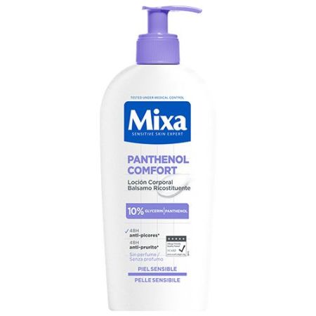 Mixa Panthenol Comfort Loción Corporal Loción corporal sin perfume calmante hidratante y protectora alivia el picor 48 horas 250 ml