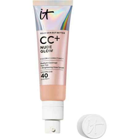 It Cosmetics Cc+ Nude Glow Spf 40 Base de maquillaje de cobertura media ofrece efecto glow para piel más luminosa e hidratada