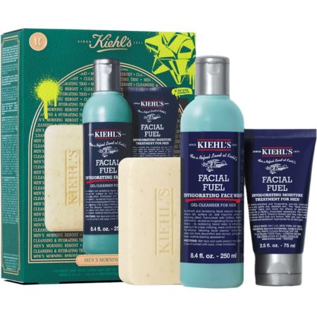 Kiehl'S Men'S Energizing Essentials Estuche Tratamiento facial hidratante limpiador y refrescante de textura ligera para piel luminosa sin efecto pegajoso