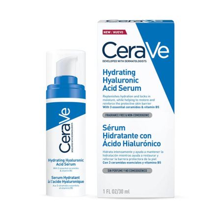 Cerave Hydrating Hyaluronic Acid Serum Sérum hidratante no graso de rapida absorción y sin perfume con ácido hialurónico 24 horas 30 ml