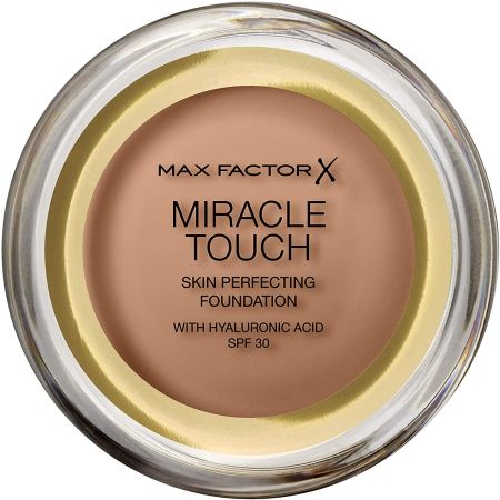 Max Factor Miracle Touch Skin Perfecting Foundation Spf 30 Base de maquillaje cobertura perfecta con ácido hialurónico acabado impecable