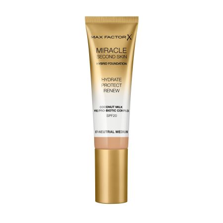 Max Factor Miracle Second Skin Hybrid Foundation Base de maquillaje oculta imperfecciones manchas pecas visibles y transforma la luz