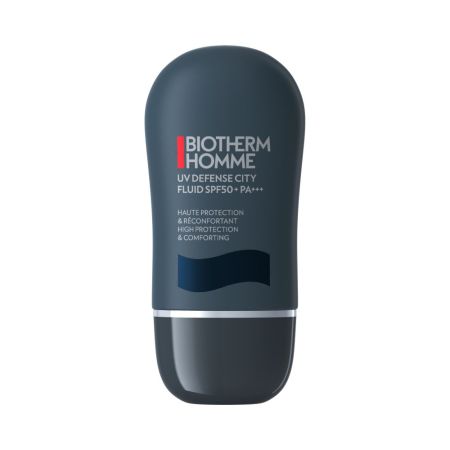 Biotherm Homme Uv Defense City Fluid Spf 50+ Pa+++ Fluido solar de rápida absorción sin acabado blanco piel calmada y protegida  30 ml