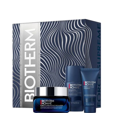 Biotherm Homme Force Supreme Face Reshaper Estuche Crema antiedad de textura ligera reafirma y combate arrugas redefiniendo el contorno facial para aspecto más terso 50 ml