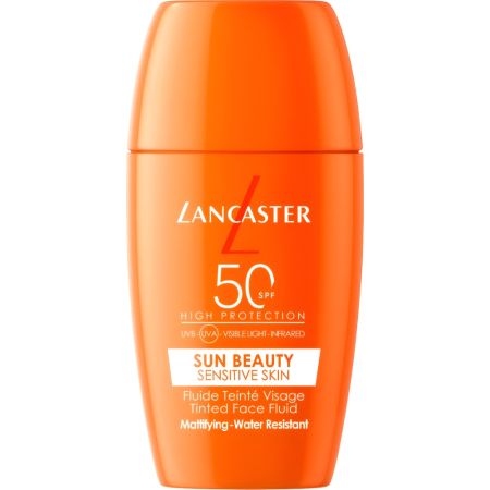 Lancaster Sun Sensitive Tinted Mattifying Fluid Spf 50 Protector solar facial con color de textura ligera ofrece acabado mate difuminado y seco 30 ml