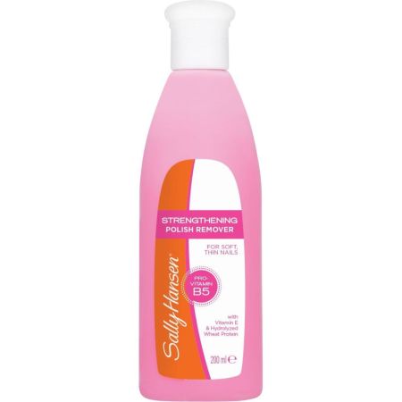 Sally Hansen Strengthening Polish Remover Pro Vitamin B5 Quitaesmalte fortalecedor que hidrata rápidamente las uñas blandas y finas 200 ml