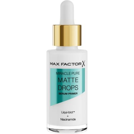 Max Factor Miracle Pure Matte Drops Serum Primer Prebase de maquillaje en sérum matifica y unifica la piel al instante  maquillaje impecable y duradero 30 ml