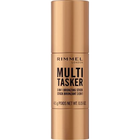 Rimmel London Multi Tasker 3 In 1 Bronzing Stick Bronceador en barra con fórmula cremosa para conseguir efecto esculpido y bronceado glow