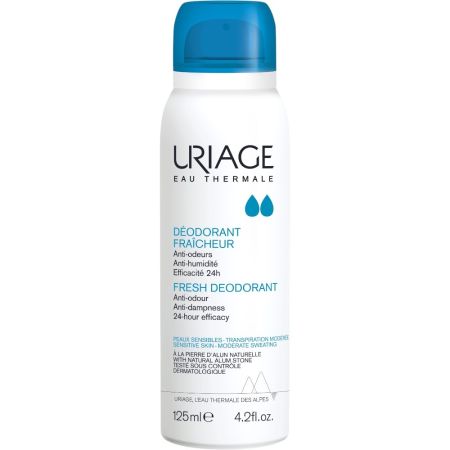 Uriage Déodorant Fraîcheur Desodorante Spray Desodorante sin alcohol con piedra de alumbre piel con tacto sedoso 125 ml