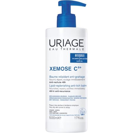 Uriage Xemose C8+ Baume Relipidant Anti-Grattage Bálsamo facial y corporal relipidizante de textura protectora repara calmando la piel con 8 ceramidas biomiméticas 500 ml