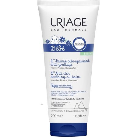 Uriage Bébé Baume Oléo-Apaisant Anti-Grattage Bálsamo corporal y facial hidratante para niños bebés y recién nacidos calma el picor ofreciendo hidratación 200 ml