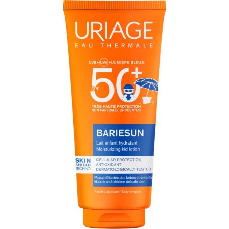 Uriage Bariésun Lait Enfant Hydatant Spf 50+ Leche solar infantil facial y corporal ultraresistente al agua de rápida absorción y acabado no pegajoso 100 ml